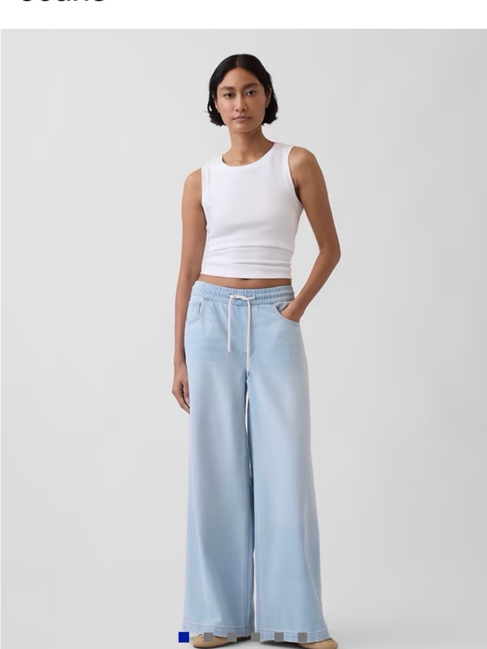 GAP Light Wash Wide-Leg Drawstring Jeans